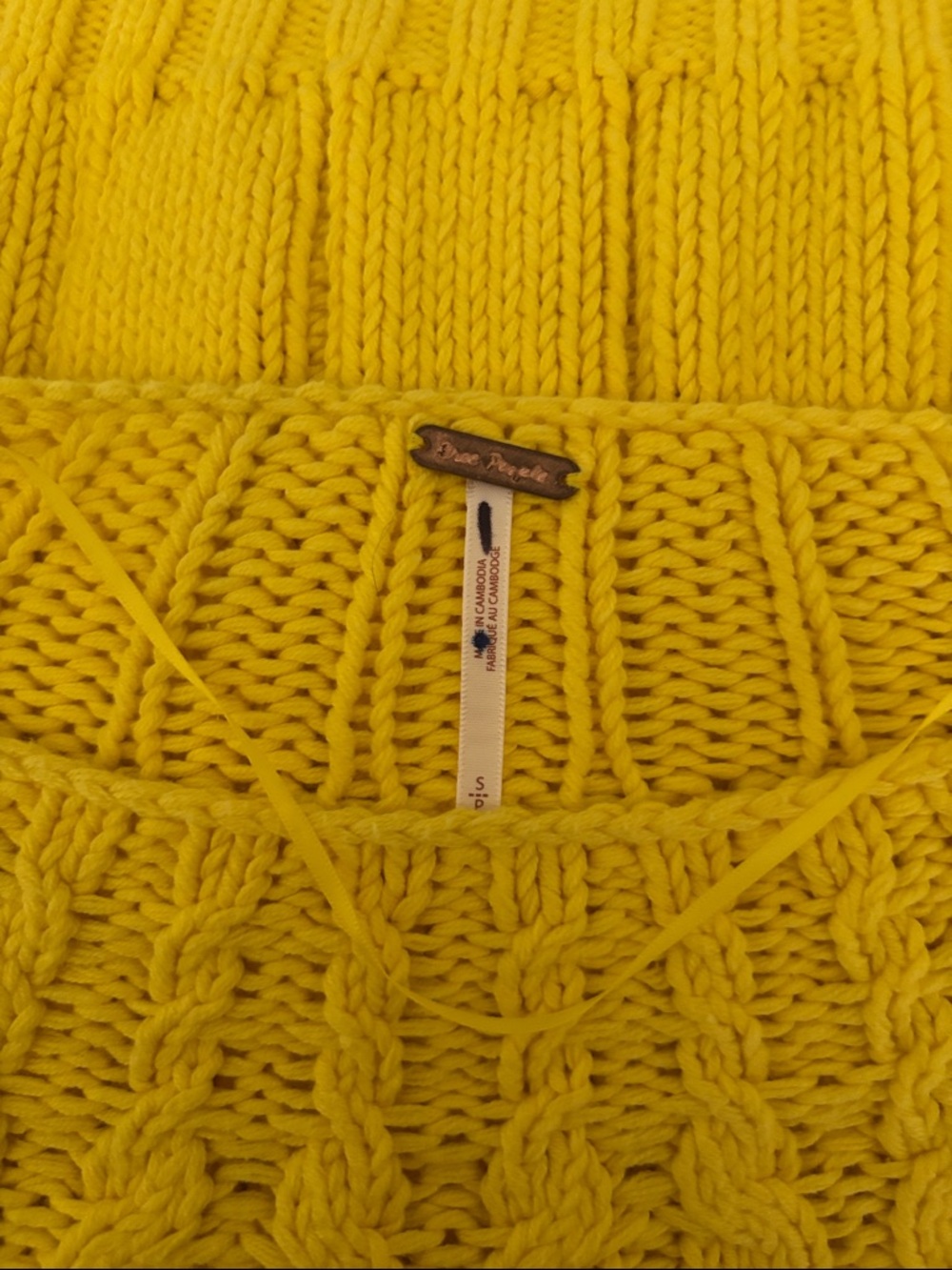 Anthropologie Free People Sandre bright yellow chunky knit sweater sz small - Picture 11 of 11